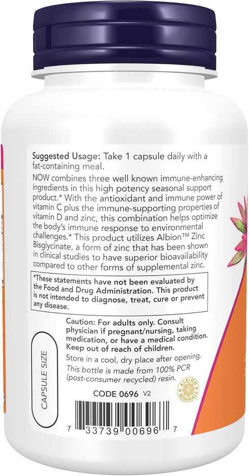 NOW C-1000, Zinc & D-3, 100 Veg Capsules