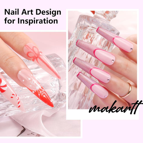 Makartt Nail Art Brush Set, 5pcs Liner Brush for Nails, Thin Nail Art Design Brush with Caps for Gel Polish Painting