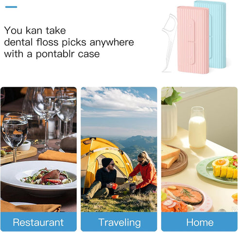 LIAMOSS Dental Floss Pick Dispenser, 120 Count Pink/Blue Flossers for Adults, Best Dental Tools