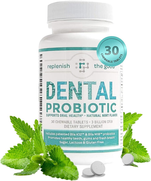Dental Probiotic, 30 Sugar Free Chewable Tablets, Mint Flavor, Vegan Supplements for Oral Health