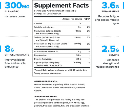 LEGION Pulse Pre Workout Supplement - All Natural Nitric Oxide Drink, Caffeine Free Blue Razz