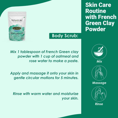 Minature French Green Clay Powder - Montmorillonite for Skincare Face Masks, Pure & Natural Detoxifier (227G)
