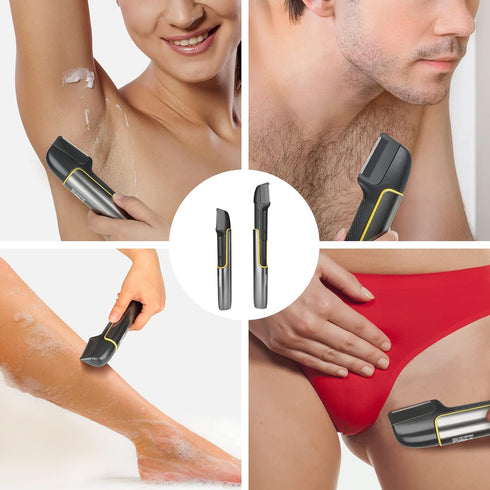 PRITECH Body Hair Trimmer for Men, Rechargeable Groomer with Guard Comb for Body, Face, Legs, and Beard
