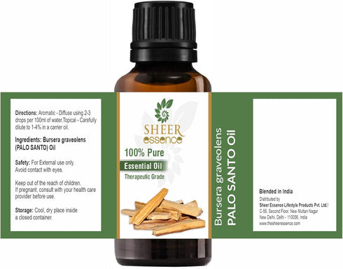Palo Santo Oil (Bursera Graveolens) Essential Oil 100% Pure Natural Undiluted Uncut Therapeutic Grade Oil 0.50 Fl.OZ (15 ML)
