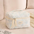 Large Travel Quilted Makeup Bag for Women - Floral Cotton Cosmetic Bag, Coquette Aesthetic Toiletry Organizer
