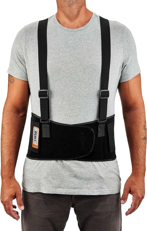 Ergodyne ProFlex 1650 Back Support Belt, 7.5" Elastic, Adjustable, Removable Straps, 4XL, Black