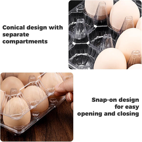 Merkaunis 120 12 Count 3x4 Pcs Plastic Egg Cartons Cheap Bulk, Grids Clear Empty Egg Cartons, Reusable Egg Trays Clear