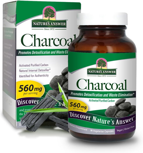 Nature's Answer Activated Charcoal, 90-Capsules, Vegan, Gluten & Alcohol-Free, Single Count