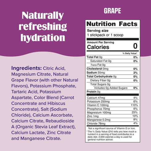 Ultima Replenisher Daily Electrolyte Powder Drink Mix, Sugar Free, Grape, 30 Servings, Keto Friendly