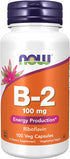 NOW Supplements Vitamin B-2 (Riboflavin) 100 mg - 100 Veg Capsules for Energy Production*