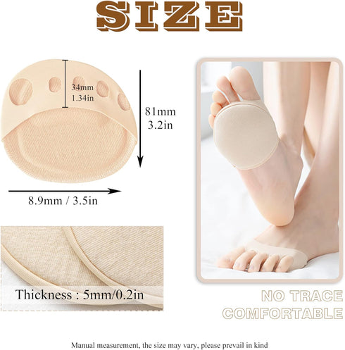 4 Pairs Ball of Foot Cushions Forefoot Cushion Pads for Women High Heels Reusable Metatarsal Foot Pads for Pain Relief Invisible Honeycomb Fabric Forefoot Pads Soft Toe Pads for Heels