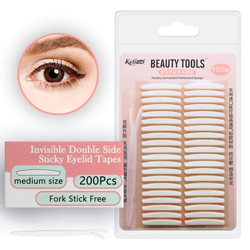Ultra Invisible Double Eyelid Tape Stickers - 200Pcs/100Pairs Both Side Sticky Instant Eye Lid Lift Strips for Hooded