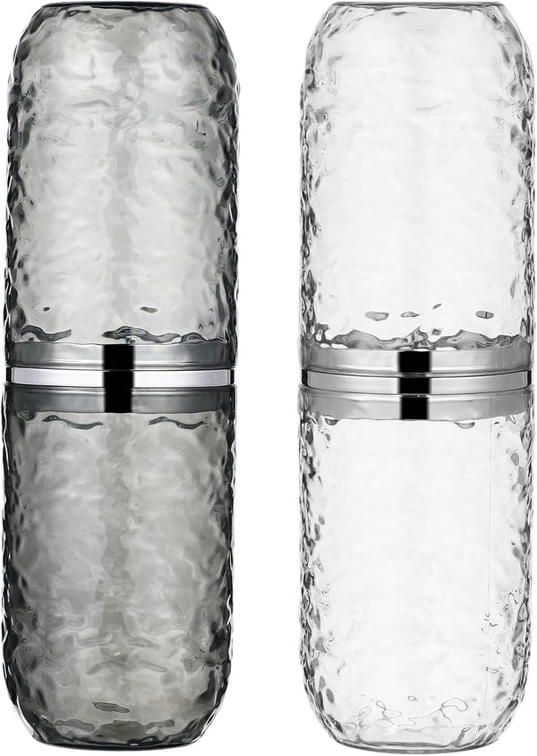 2PCS Travel Toothbrush Case with Cover, Portable Toothbrush Holder Cup Storage Container for Home Bathroom and Trip