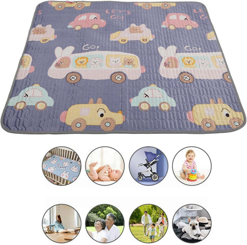 Hulex Supplies 39.4 47.2 Inches Urine Mat, Washable Absorbent Pee Pad with Cartoon Design, Reusable Menstrual