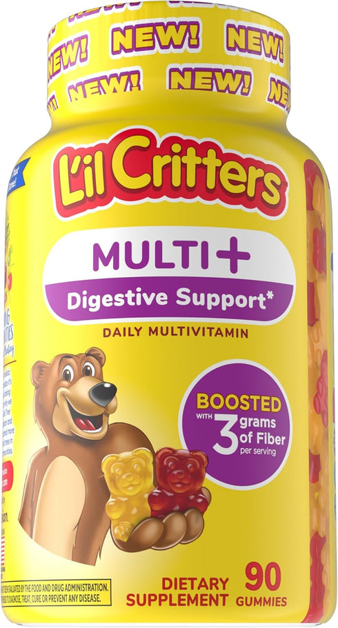 L'il Critters Multi Plus Digestion Gummy Daily Multi Vitamin for Kids, 90 Gummies