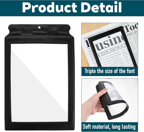 Yuomeaz 3 12 7.6 X Full Page Magnifier for Reading, in Plastic Magnifying Sheet, Lightweight Portable Magnifying Page