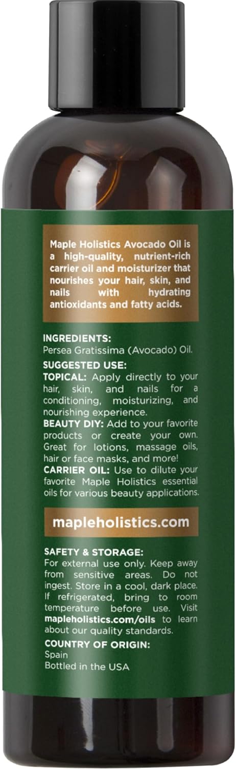 Avocado Oil for Hair and Skin - 100% Pure for Skin Care, Dry Hair Treatment, and Facial Moisturizer (4 Fl Oz)