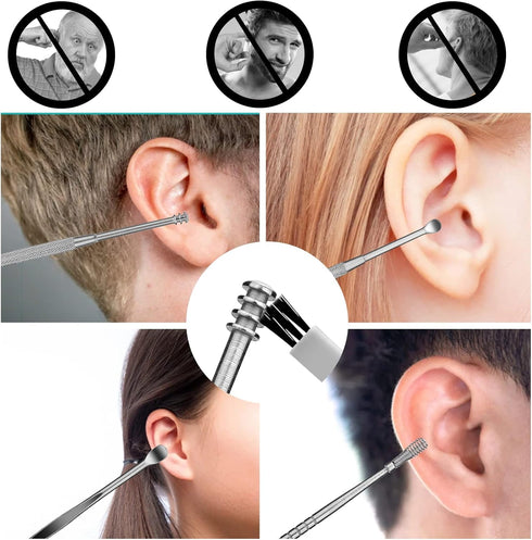 Ear Pick Ear Curette Earwax Pick Removal Tool Kit 8 Pcs, Stainless Steel Ear Hygiene Care Sets with Storage Box