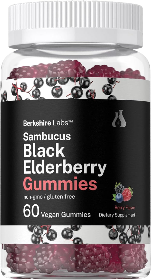 Horbaach Sambucus Black Elderberry Gummies | 60 Count | Vegan, Non-GMO, Gluten Free with Zinc and Vitamin C
