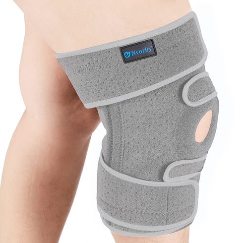 Nvorliy Plus Size Knee Brace for Pain Relief, Extra Large Adjustable Support with Side Stabilizers (3XL/4XL, Grey)