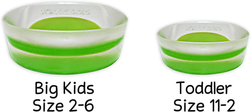 2 Pack KidSole Shock Absorbing Lightweight Gel Heel Cups for Kids with Sensitive Heels, Green Size 2-6