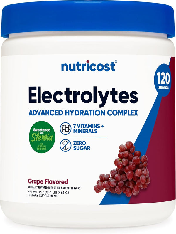 Nutricost Electrolyte Complex Powder (Grape, 120 Servings) - Hydration Supplement Drink Mix with Vitamins