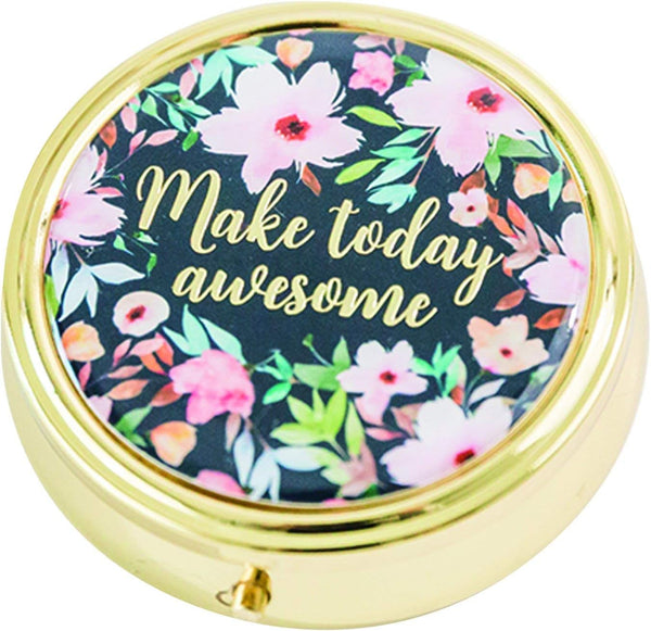 Mary Square Make Today Awesome Hampstead Round Pill Case for Travel, Convenient & Portable