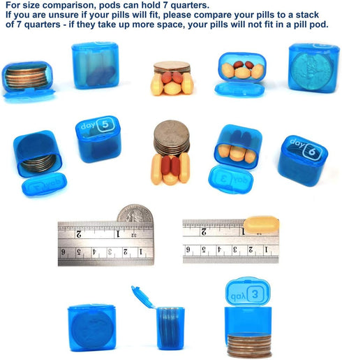 Monthly Med Organizer with 31 Daily Removable Pill Pods, Numbered Pillboxes for Home, Work, Travel