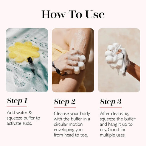 Spongelle Coconut Verbena Wild Flower Buffer Body Scrubber, Bath & Shower Loofah for Women, 14+ Uses