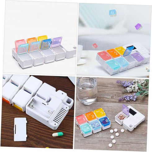 Weekly Pill Organizer Alarm Portable Medicine Case Compartments for Easy Dispensing Food-Grade Material Compact Design