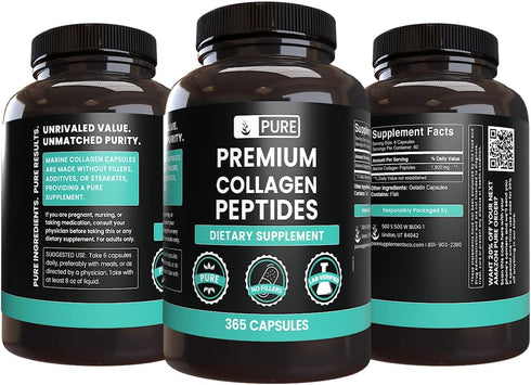 Marine Collagen (365 Capsules) by PURE ORIGINAL INGREDIENTS - Always Pure, No Magnesium or Rice Fillers
