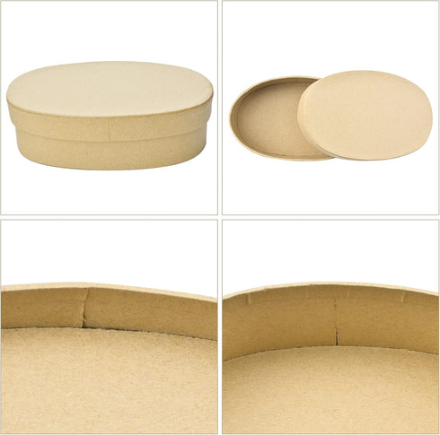 WANDIC Paper Mache Box, Set of 3 Oval Paper Mache Containers with Lids for Painting, Crafting & Storage Accessories