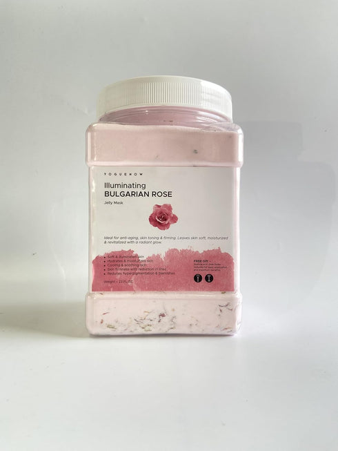 Jelly Face Mask for Facials - Bulgarian Rose Hydrating, Brightening & Nourishing Jelly Mask with Free Jade Roller &