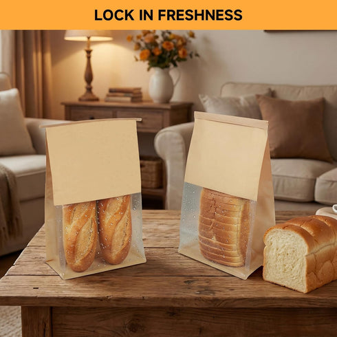 Sowinvent 200 Count, 50% 15.710.25.1 Packaging Extra Large Bread Bags for Homemade, Thicker Sourdough Paper With Ties
