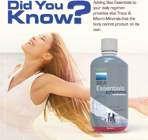 Wellgenix Sea Essentials Coral Calcium Liquid Vitamin for High Absorption - Nutritional Multivitamin Supplement - Sea