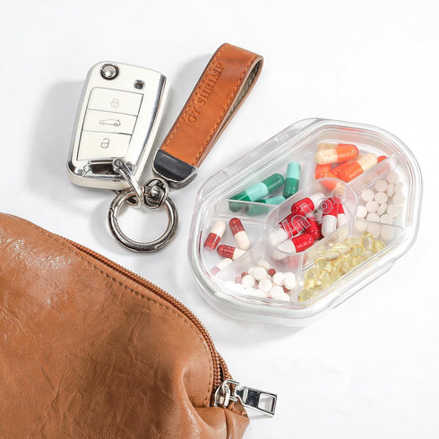 HENOROFEAR Organizer,7 Day Weekly Pill Compartments Travel Pill Dispenser,Small Pill Box for Pocket Purse Portable