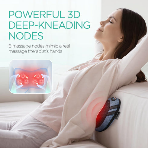 Shiatsu Neck Back Massage Pillow with Heat, 3D Deep Tissue Massager for Pain Relief, Gift for Men Women