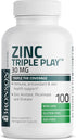 Bronson Zinc Triple Play 30 mg Immune Support Supplement with Zinc Acetate, Picolinate & Orotate - 100 Vegetarian
