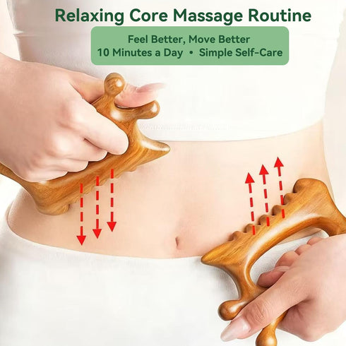 Wood Therapy Massage Tools Wooden Manual Guasha Tool, Handheld Body & Scalp Massager, Trigger Point Scraper