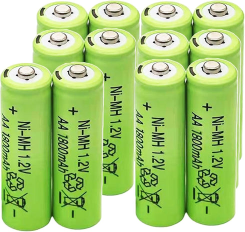 12 Count Ni-MH AA 1800mAh Rechargeable Batteries 1.2V for Garden Landscaping Outdoor Solar Lights, String Lights