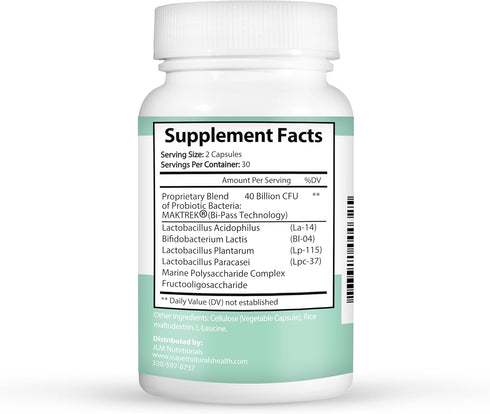 JLM NUTRITIONALS Super Naturals Health - Premium Probiotics 40 Billion CFU - Made with MAKTrek Bipass Technology - (60 ct Capsules)