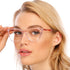AQWANO Stylish Cat Eye Computer Reading Glasses - Women Oversized Designer Blue Light Block Eyeglasses, Pink