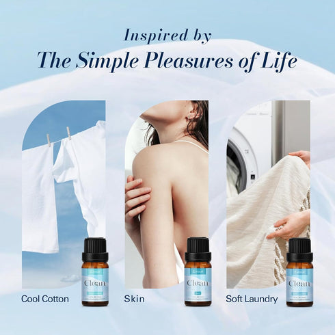 Set, 6x10mL JCLOUD Essential Oils for Laundry, Clean Scent Fragrance Oils Use with Wool Dryer Balls - Fresh Linen, Soft