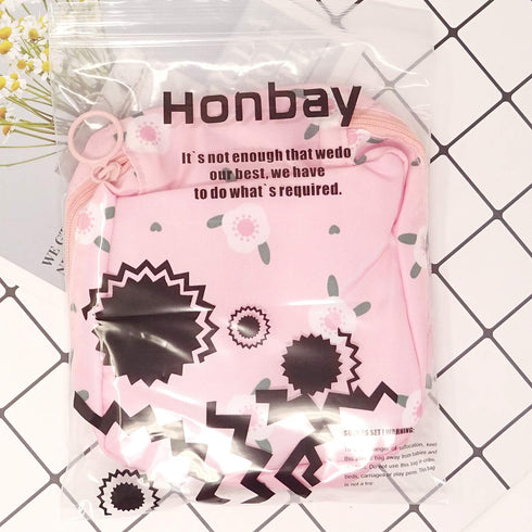 Honbay Large Capacity Cute Stylish Sanitary Napkin Bag, Makeup Bag, Tampons Pouch, Nursing Pad Holder, Coin Purse