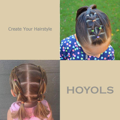 HOYOLS Assorted Size Small Rubber Bands, Black Elastics Hair Ties for Kids (600pcs)