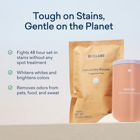 BLUELAND Oxi Laundry Booster Powder Starter Set, 17.6oz, Plastic-Free & Eco Friendly, 25 Load Stain Remover