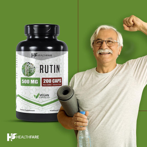 Rutin 500mg: 200 Capsules, Rutoside Bioflavonoid for Circulatory Health, Non-GMO, Vegetarian, Made in The USA