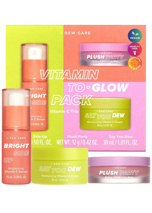 I Dew Care Skincare Set - Vitamin To Glow Pack with Niacinamide & Vitamin C, Travel Size, Korean Skincare