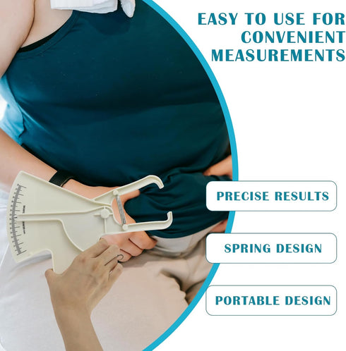 Body Fat Calipers, Professional Dual Spring Calipers & Body Fat Tape Measure Tool for Fitness Measurement (White)