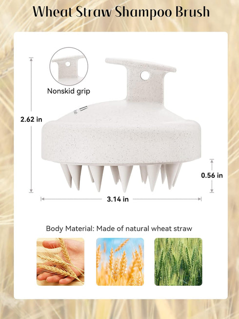 HEETA Scalp Massager Hair Growth, Soft Silicone Bristles to Remove Dandruff and Relieve Itching, Scalp Scrubber for Hair Care Relax Scalp, Shampoo Brush for Wet Dry Hair, Upgraded Material, Beige